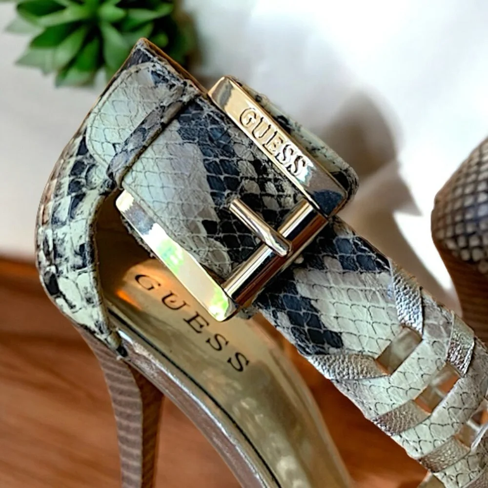 Guess Women’s Rianne Python Print Sandals - Picture 13 of 16